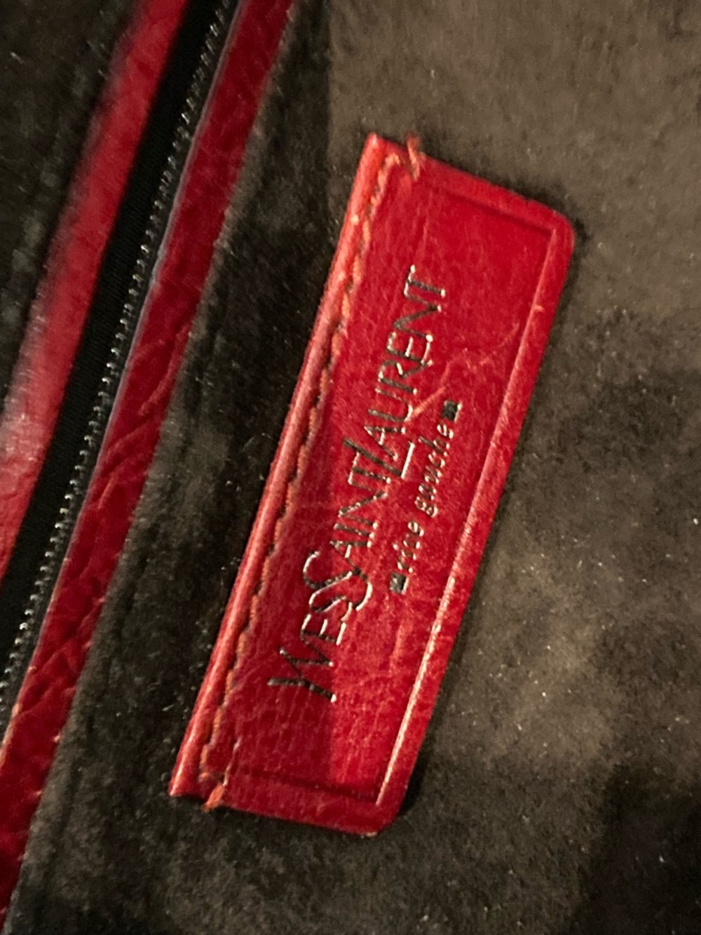 Yves Saint Laurent Red Leather Shoulder Bag with Brown Antler Handle - Picture 6 of 11